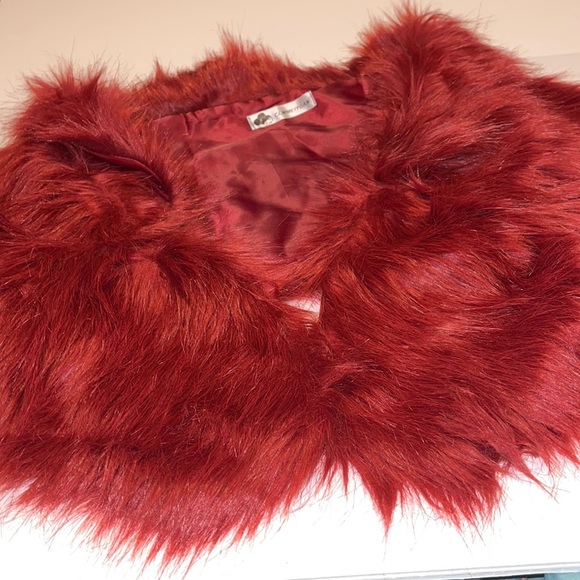 Fun Burgundy Faux Fur by Clmmeiyuan - Picture 3 of 12